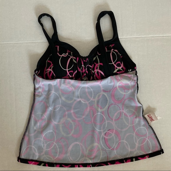 Jamaica Bay Black Pink circles Halter Tankini 12 - Picture 12 of 16